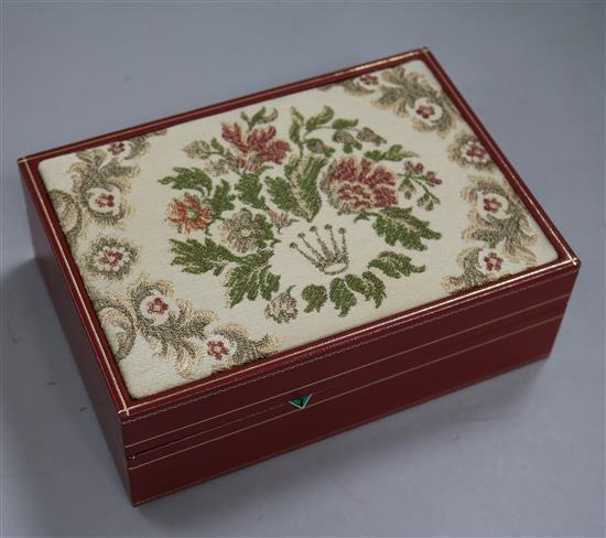 A Rolex wrist watch box with fabric lid,